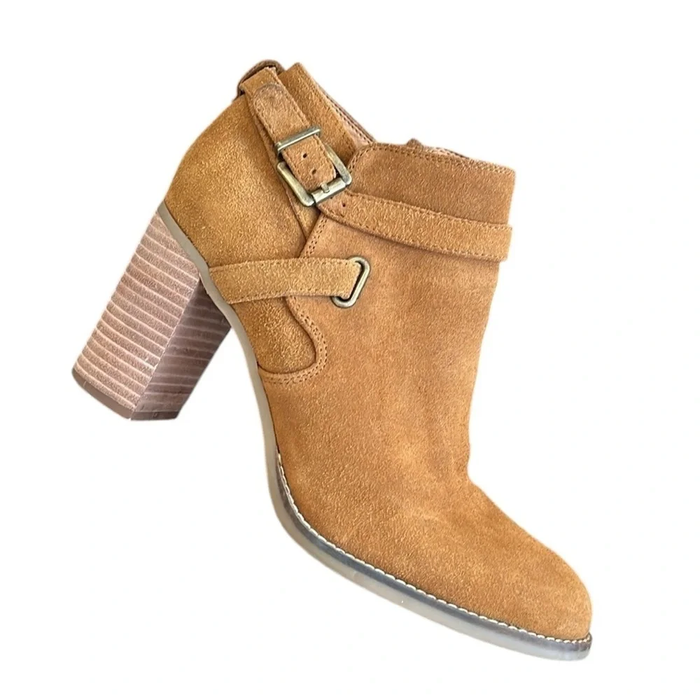 Franco Sarto Orena Suede Leather Brown Ankle Bootie Size 8